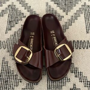 Women’s Madrid Big Buckle Leather Birkenstock High Shine Chocolate